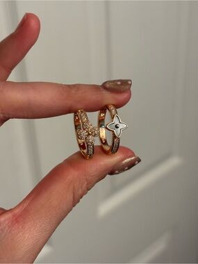Gold / Blue Louis V - inspired  Hoop Earrings